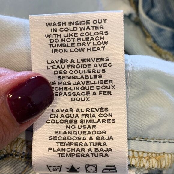 Good American Good Boy Split Hem Distressed Jeans Size 16 - Picture 8 of 10